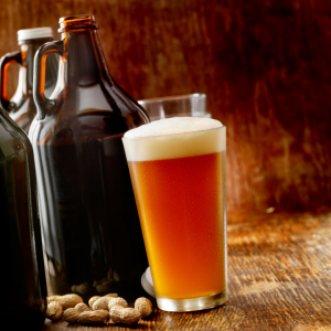 Brown Bottles and glass of beer